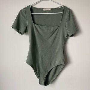 Oak + Fort green cotton bodysuit